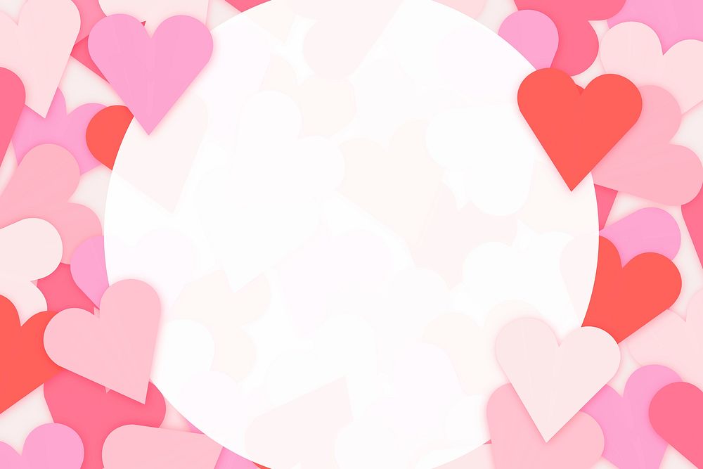 Pink heart frame vector, cute valentine design