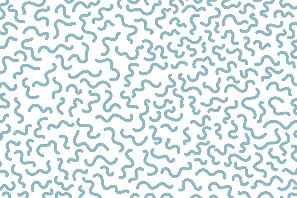 Cute squiggle pattern background blue drawing design vector