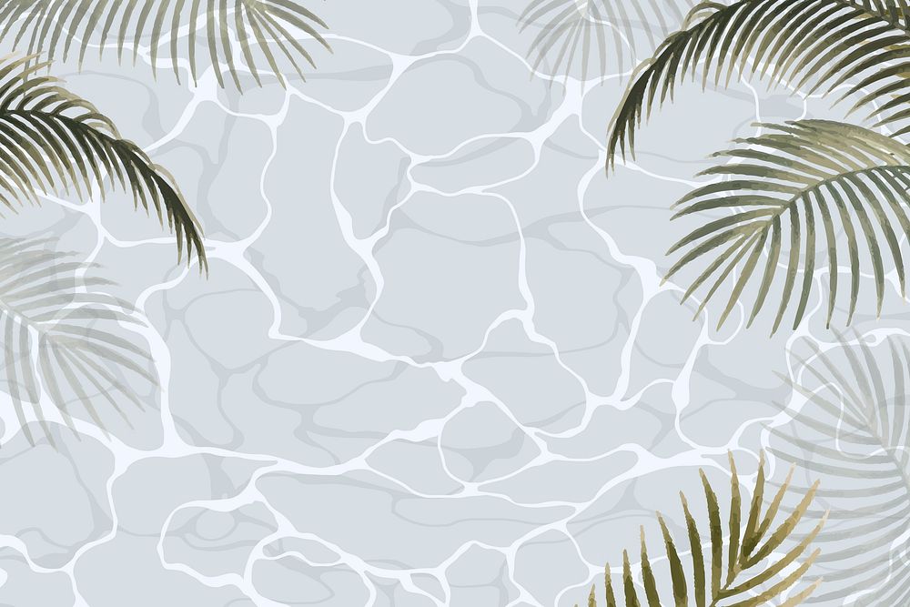 Palm leaves water texture background psd