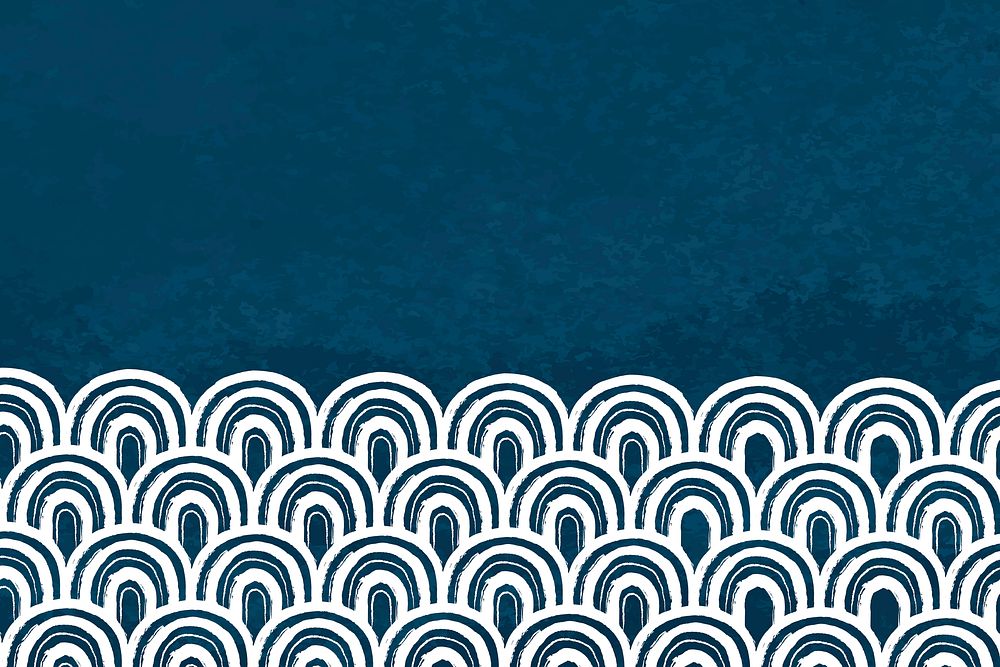 Japanese wave pattern border background brush design psd