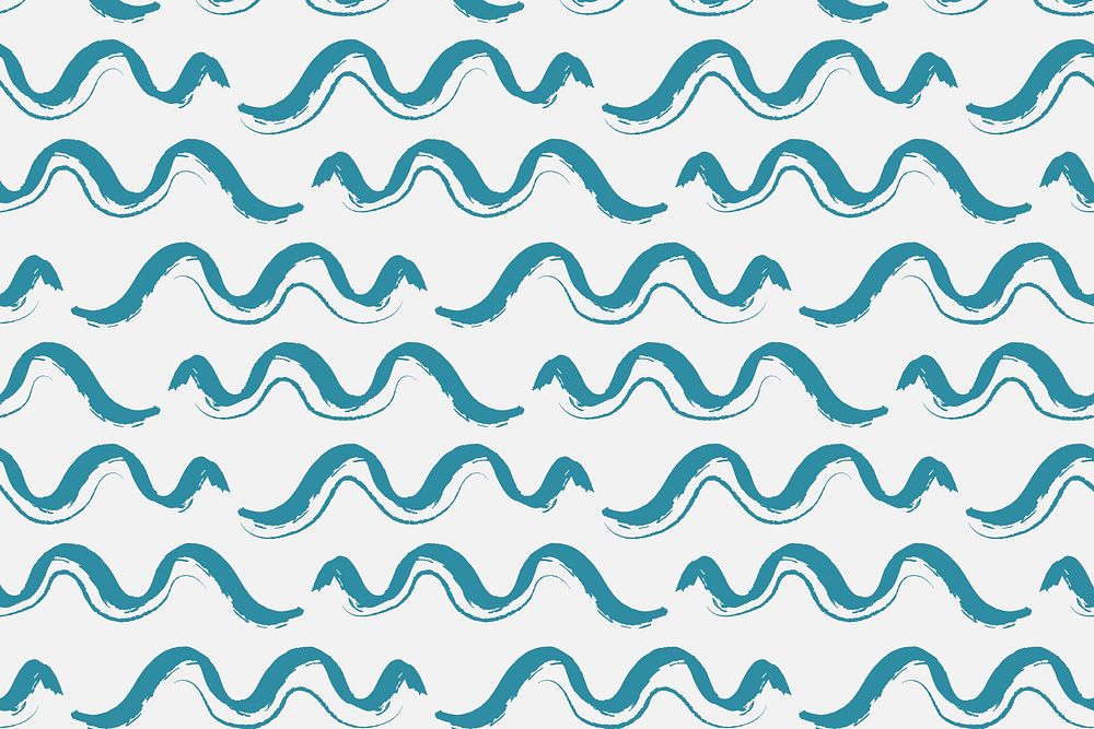 Cute wavy lines background seamless pattern blue design vector