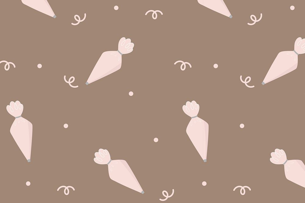 Cute bakery pattern background, piping bag seamless design