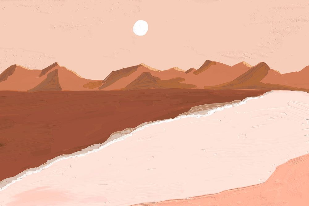 Desert acrylic painting background, aesthetic design vector