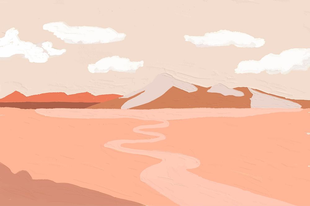 Desert acrylic painting background, aesthetic design vector