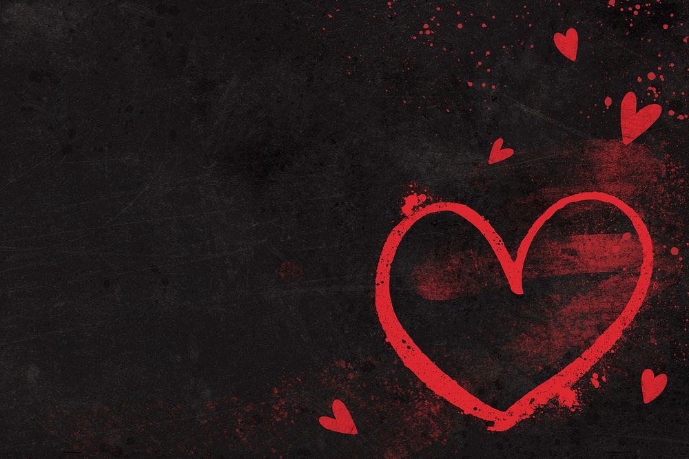 Red heart border on black background