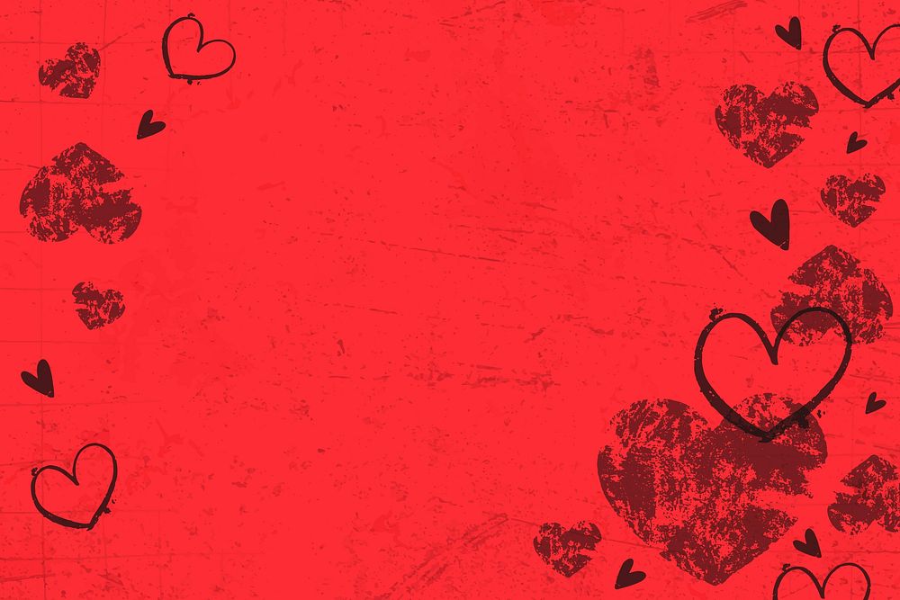 Valentine's day background border, heart grunge design vector