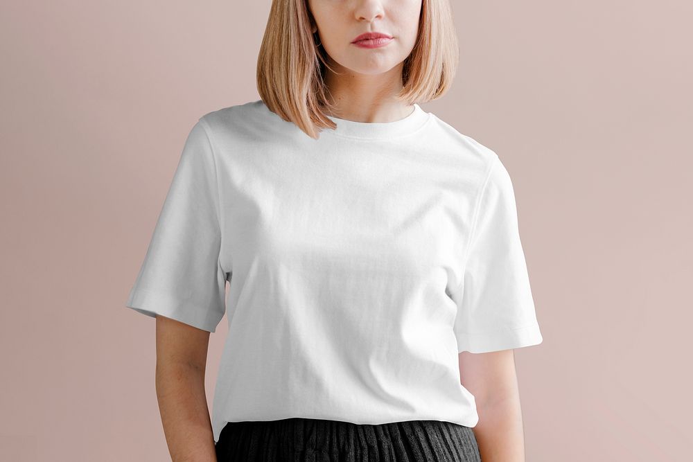 Women&rsquo;s white t-shirt, casual fashion with blank design space