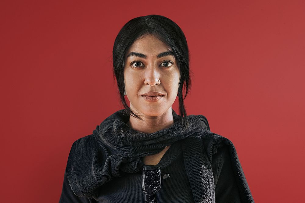 Indian woman in black sweater portrait