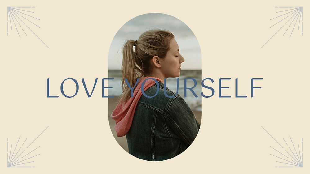 Mental health blog banner template, minimal love yourself graphic psd