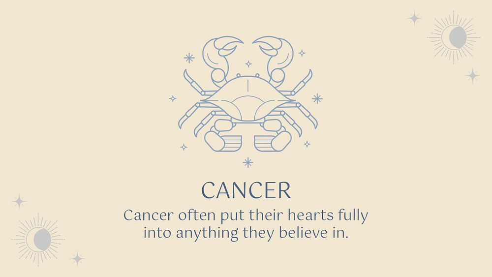 Cancer blog banner template, minimal horoscope graphic psd