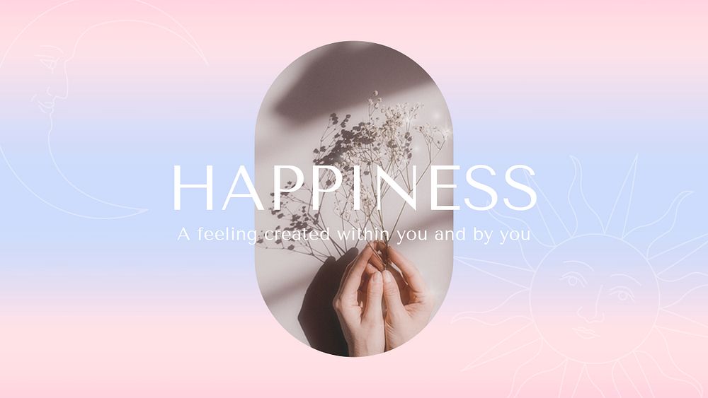Inspirational quote blog banner template, pastel gradient happiness graphic psd
