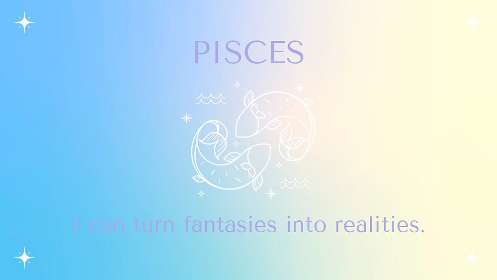 Pisces blog banner template, pastel gradient horoscope graphic psd