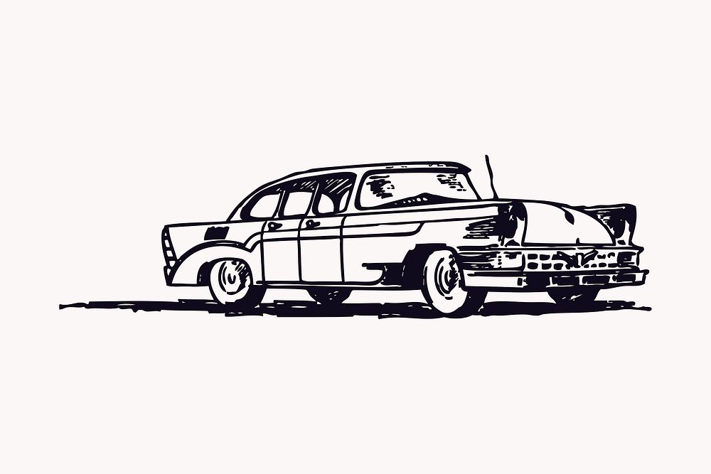 Vintage car clipart, vehicle illustration vector. Free public domain CC0 image.