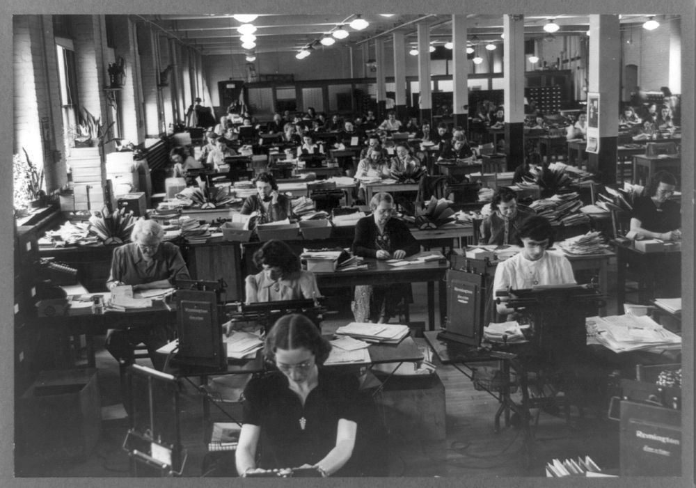 Philadelphia, Pennsylvania. A general view of the office at the W. Atlee Burpee Company, seed dealers. Sourced from the…