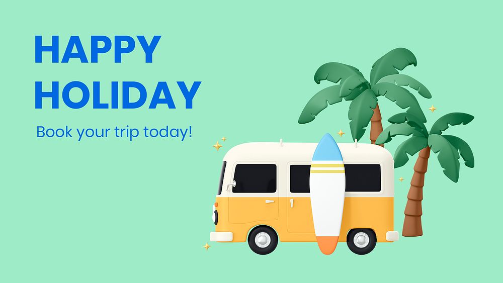 Happy holiday blog banner template, travel & vacation psd