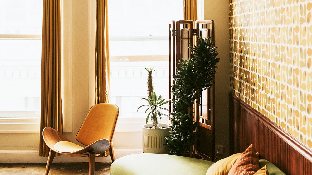 Retro style mid-century modern decorated apartment