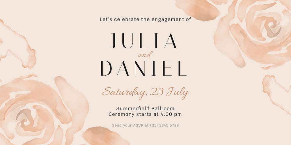 Wedding invitation Twitter post template, watercolor aesthetic psd