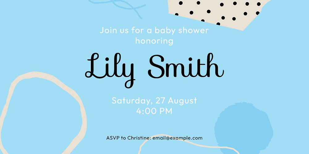 Blue memphis baby shower template, cute Twitter ad psd