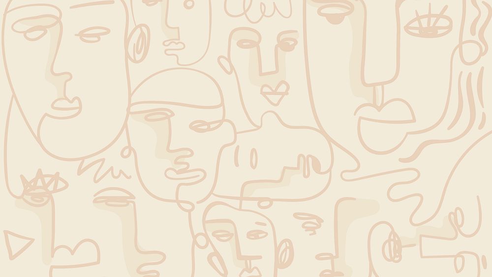 Abstract face drawing HD wallpaper, simple line art background