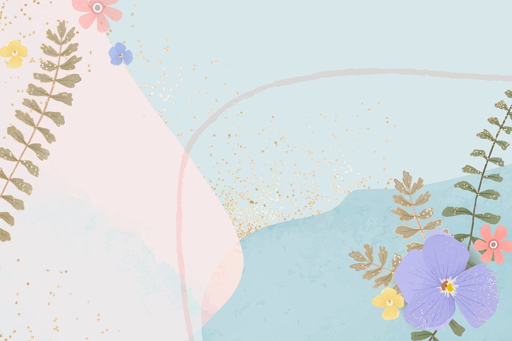 Cute flowers psd on colorful glitter wallpaper