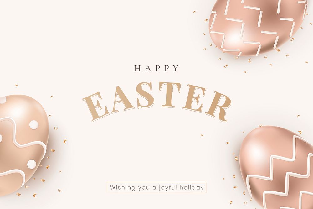 Happy Easter editable template psd with eggs and greetings holidays celebration social banner