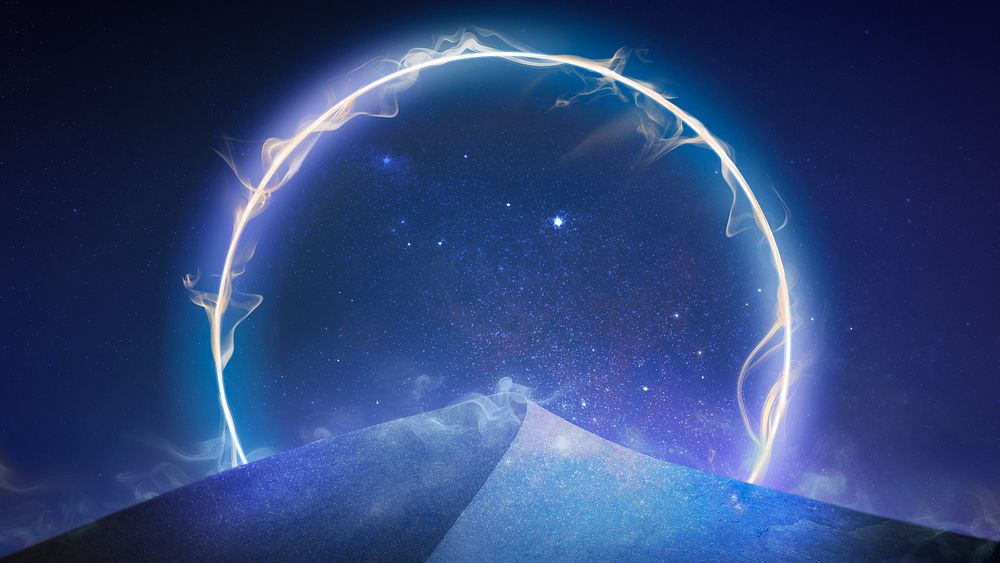 Aesthetic sky desktop wallpaper, dark night with neon light background 