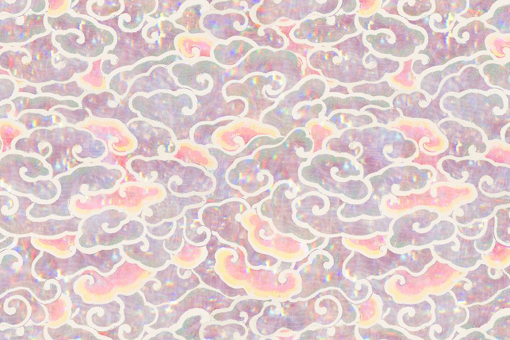 Nature holographic pattern remix from artwork by William Morris