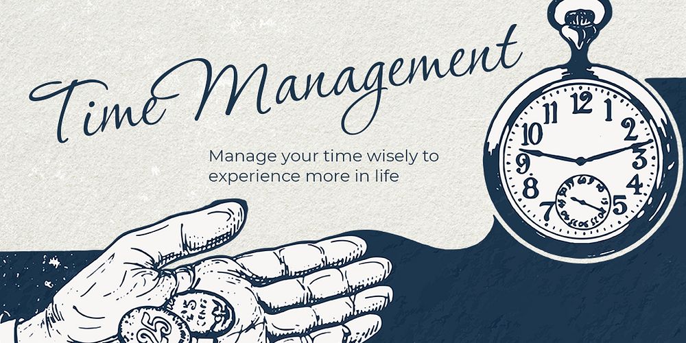 Time management Twitter ad template, business remixed media psd