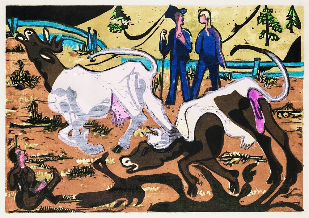 Cows in Spring (1933) print in high resolution by Ernst Ludwig Kirchner. Original from The Detroit Institute of Arts.…