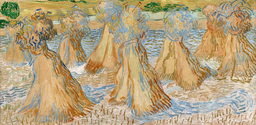 Vincent van Gogh's Sheaves of Wheat (1890) famous painting. Original from the Dallas Museum of Art. Digitally enhanced by…