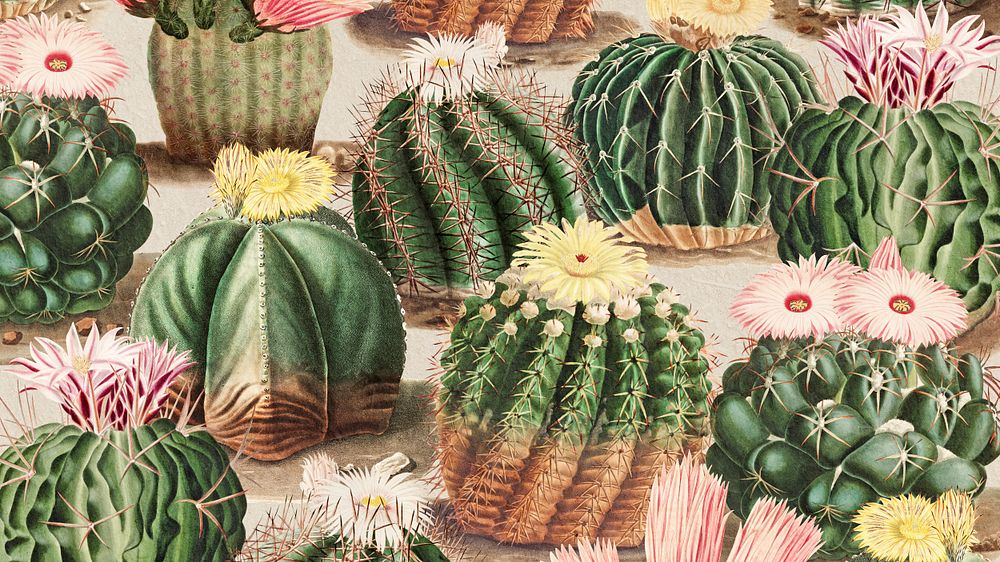 Cactus desktop wallpaper, cute nature background