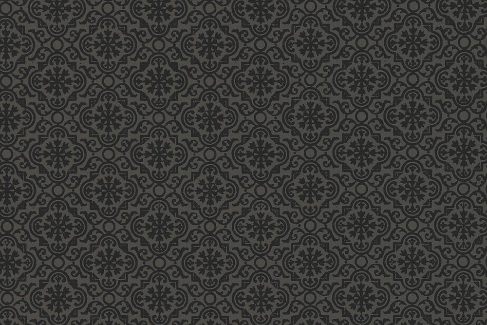 Black botanical pattern background. Remixed by rawpixel.