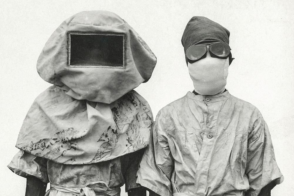 Masks worn during experiments with plague. Manila, Philippines (1912). Original image from National Museum of Health and…