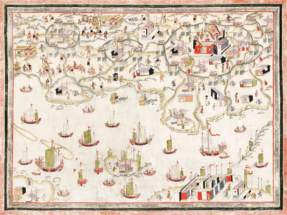 清 佚名 台南地區荷蘭城堡 Forts Zeelandia and Provintia and the City of Tainan (ca. 1900s) by anonymous. Original from The MET Museum.…