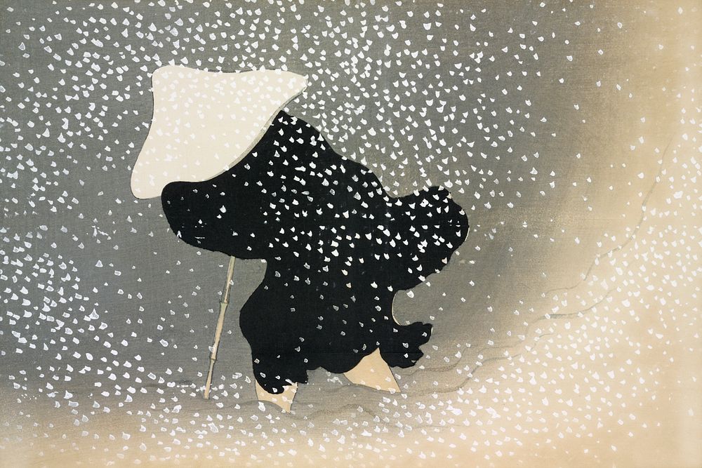 Snow from Momoyogusa&ndash;Flowers of a Hundred Generations (ca. 1909&ndash;1910) by Kamisaka Sekka. Original from the The…