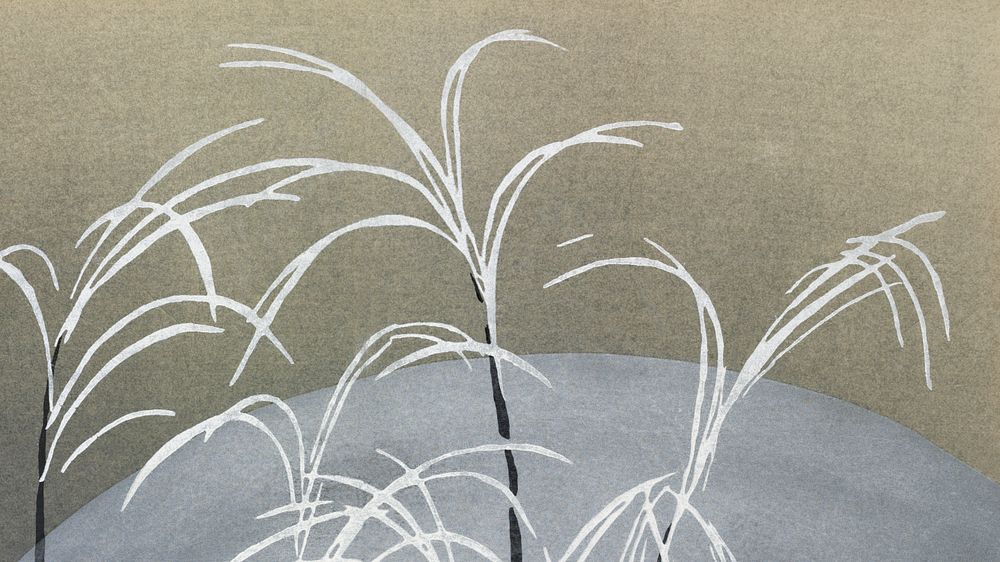 Vintage desktop wallpaper, background painting, Frost from Momoyogusa, remix from the artwork of Kamisaka Sekka