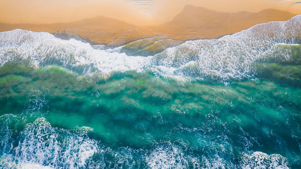 Beach desktop wallpaper background, HD aesthetic nature photo
