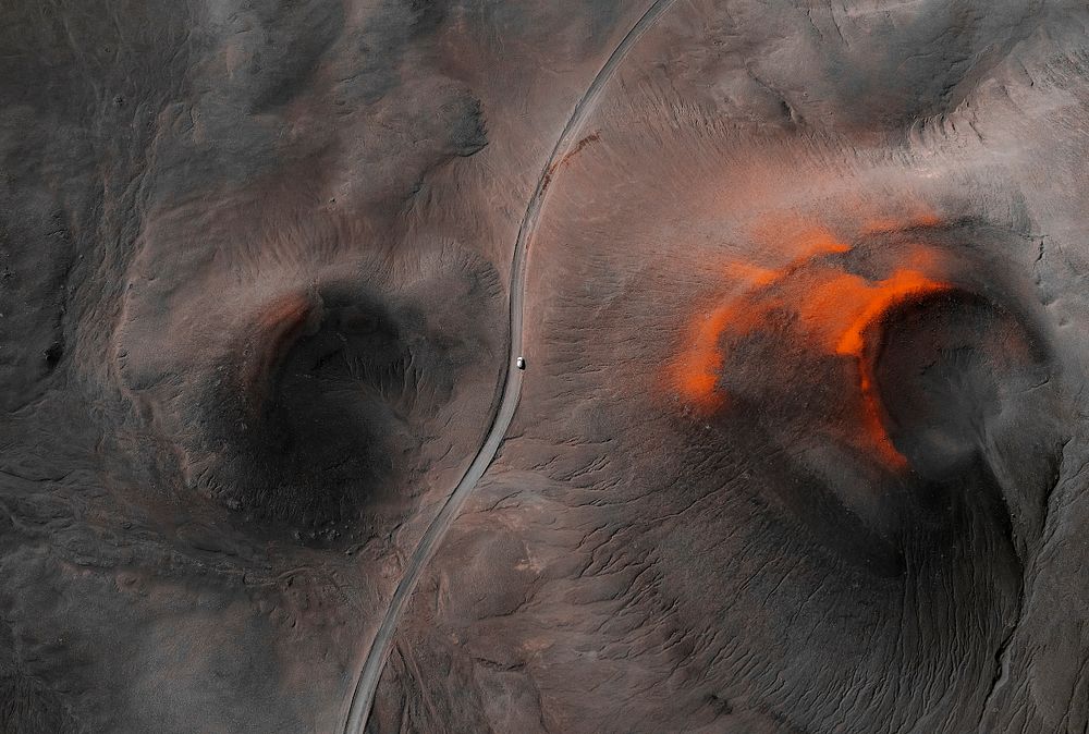 Volcano region in Iceland drone shot