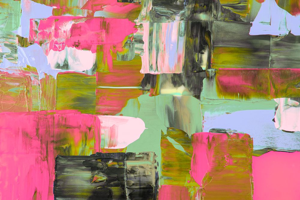 Abstract background wallpaper, green and pink acrylic paint textured