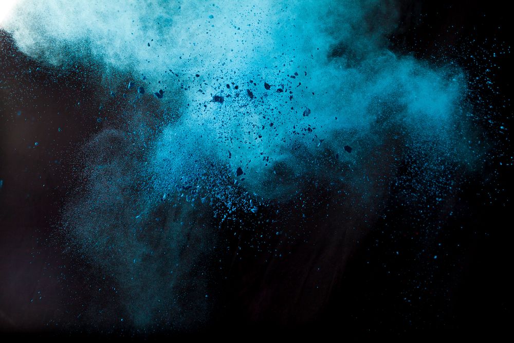 Free blue powder explosion image, public domain aesthetic CC0 photo.