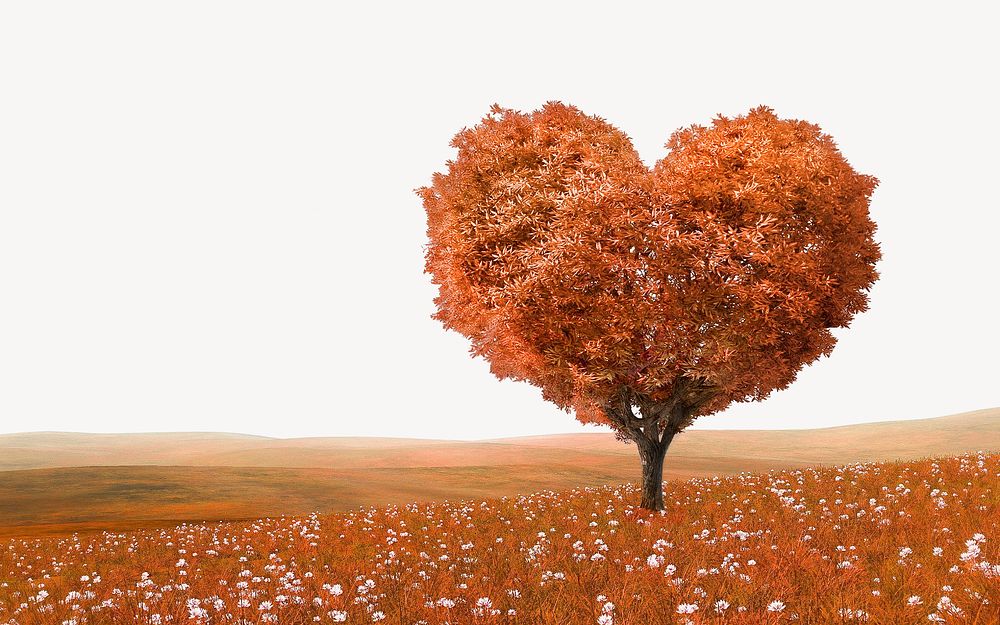 Heart shape tree border, nature background psd