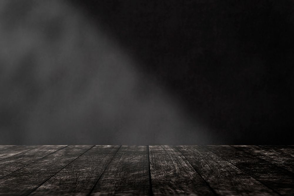 Wooden floor with black wall product background