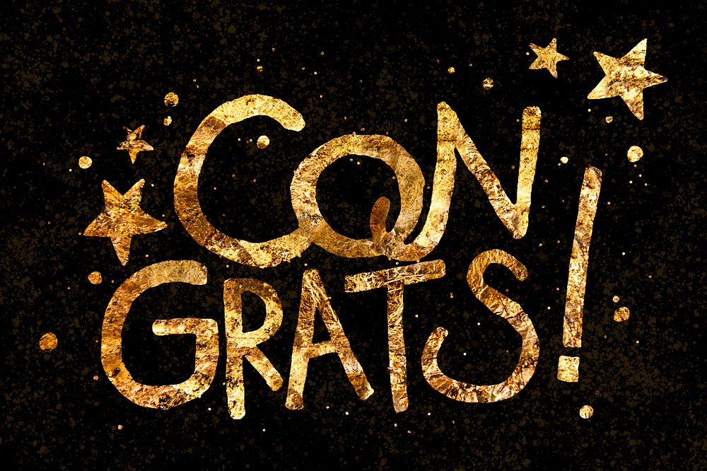 Celebration message Congrats! word typography sparkling font