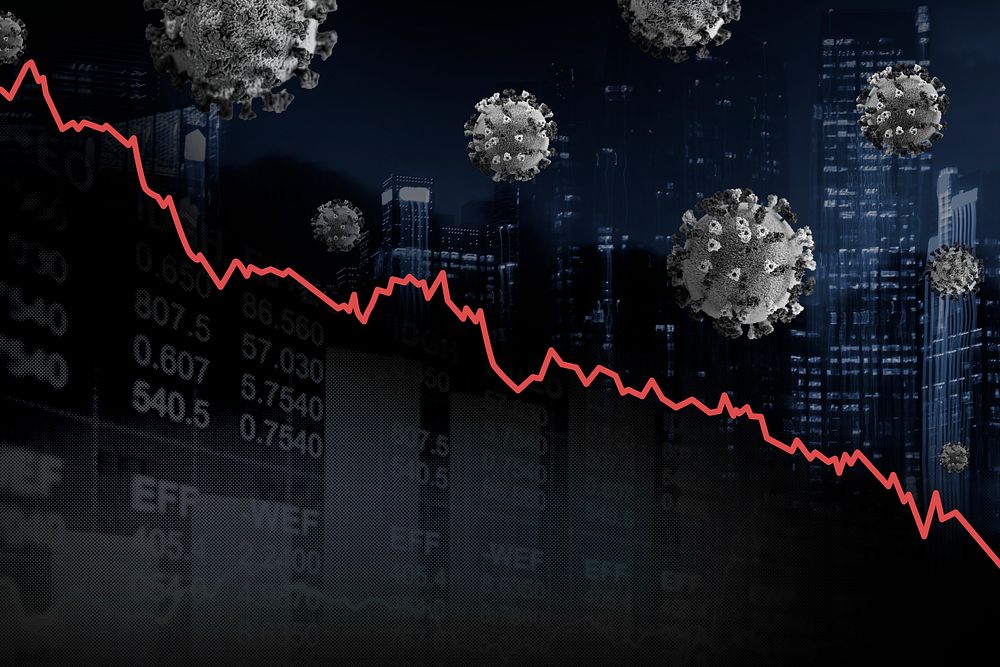 Economic impact and decrease due to coronavirus pandemic background