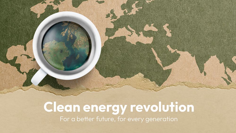 Clean energy, Facebook cover template, editable remixed media design psd