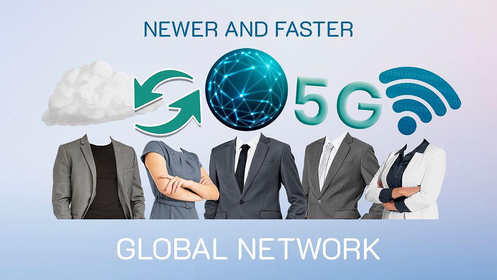 Global network banner template, business communication remixed media psd
