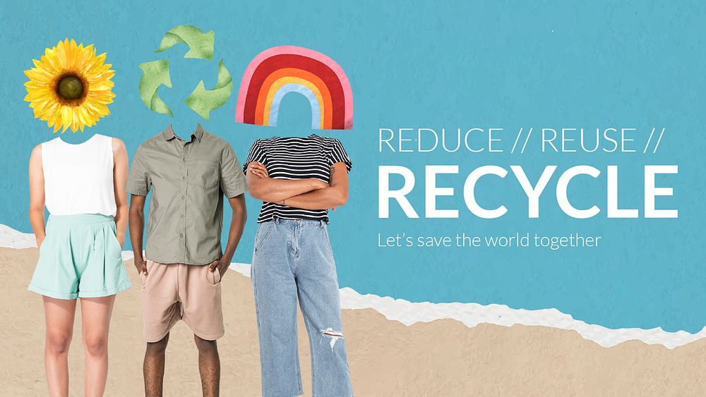 Recycle banner template, environment remixed media psd