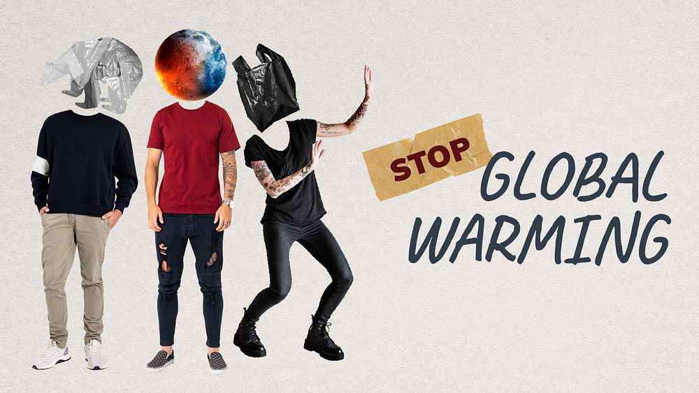 Stop global warming banner template, environment remixed media psd