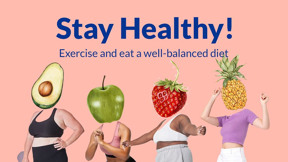 Stay healthy banner template, wellness remixed media psd