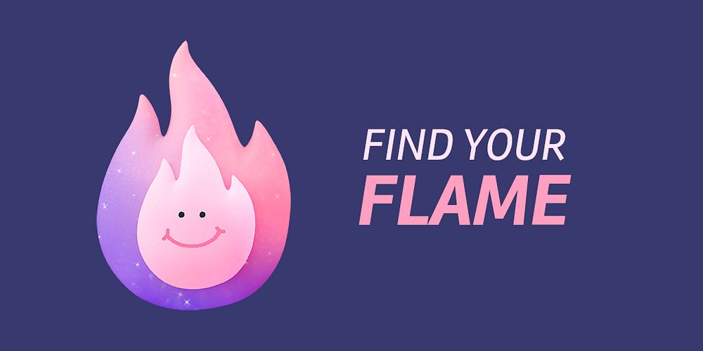 Aesthetic flame Twitter ad template, cute 3D illustration psd